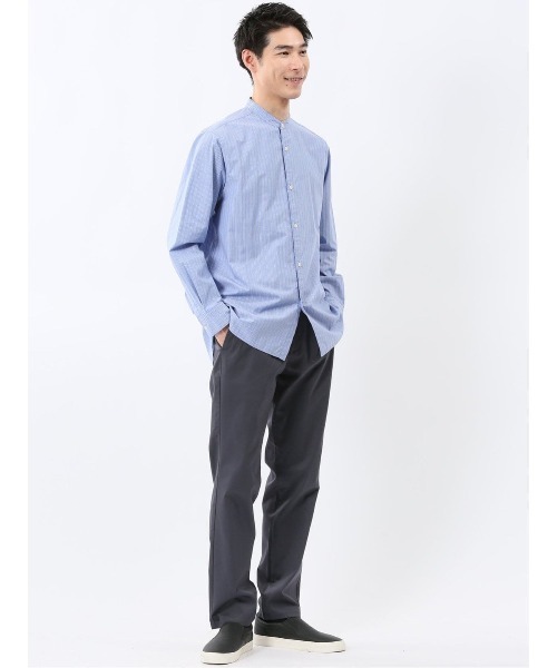 TAKA-Q(タカキュー)の「シャツ メンズ 長袖 綿 コットン タイプライター バンドカラー ゆったり オーバーサイズ (シャツ/ブラウス・メンズ・ブルー/ホワイト・MEDIUM/LARGE/X-LARGE)」の16枚目の写真