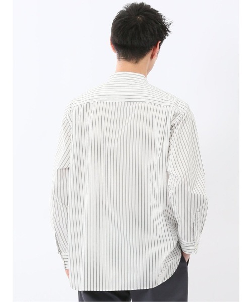 TAKA-Q(タカキュー)の「シャツ メンズ 長袖 綿 コットン タイプライター バンドカラー ゆったり オーバーサイズ (シャツ/ブラウス・メンズ・ブルー/ホワイト・MEDIUM/LARGE/X-LARGE)」の9枚目の写真