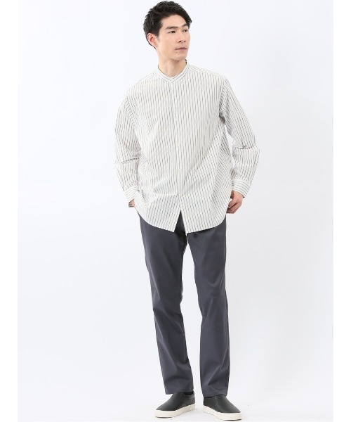 TAKA-Q(タカキュー)の「シャツ メンズ 長袖 綿 コットン タイプライター バンドカラー ゆったり オーバーサイズ (シャツ/ブラウス・メンズ・ブルー/ホワイト・MEDIUM/LARGE/X-LARGE)」の11枚目の写真