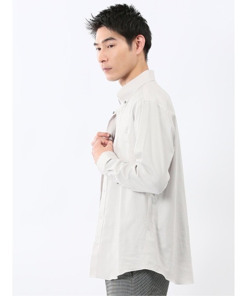 TAKA-Q(タカキュー)の「シャツ メンズ 長袖 ストレッチ 綿 ツイル ボタンダウン (シャツ/ブラウス・メンズ・ネイビー/ライトグレー・MEDIUM/LARGE/X-LARGE)」の4枚目の写真