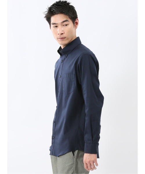 TAKA-Q(タカキュー)の「シャツ メンズ 長袖 ストレッチ 綿 ツイル ボタンダウン (シャツ/ブラウス・メンズ・ネイビー/ライトグレー・MEDIUM/LARGE/X-LARGE)」の14枚目の写真