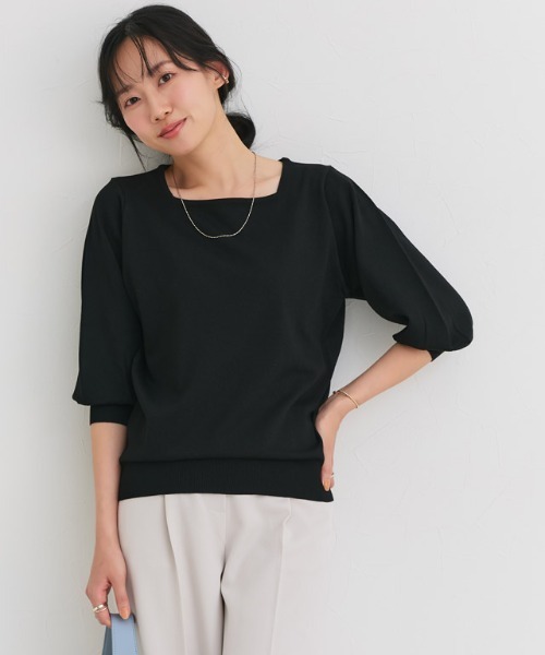 Pierrot(ピエロ)の「UV ウォッシャブル バルーンスリーブニット(ニット/セーター・レディース・グレイッシュベージュ/オフホワイト/グレー系その他/ネイビー/ブラック/ブルー・M/L/LL/3L)」の3枚目の写真