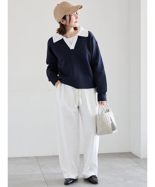 Te chichi（テチチ）の「ポンチハイウエストカーブパンツ《2026 spring catalog item》（その他パンツ・レディース・オフホワイト/ブラック/ピンク・F）」の10枚目の写真