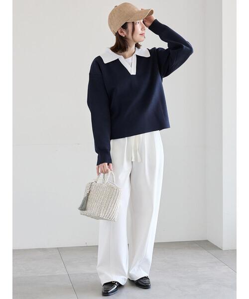 Te chichi（テチチ）の「ポンチハイウエストカーブパンツ《2026 spring catalog item》（その他パンツ・レディース・オフホワイト/ブラック/ピンク・F）」の12枚目の写真