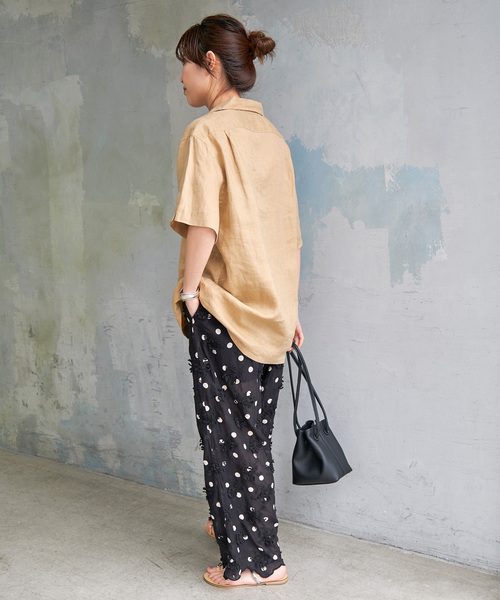 Spick & Span（スピックアンドスパン）の「《追加》crinkle crinkle crinkle 3D embroidery dot pants（その他パンツ・レディース・ブラック・FREE）」の4枚目の写真