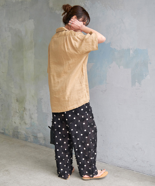 Spick & Span（スピックアンドスパン）の「《追加》crinkle crinkle crinkle 3D embroidery dot pants（その他パンツ・レディース・ブラック・FREE）」の5枚目の写真