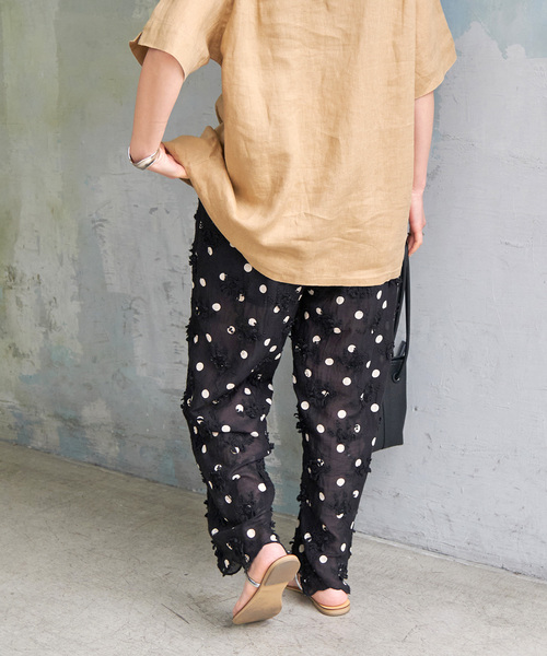 Spick & Span（スピックアンドスパン）の「《追加》crinkle crinkle crinkle 3D embroidery dot pants（その他パンツ・レディース・ブラック・FREE）」の9枚目の写真