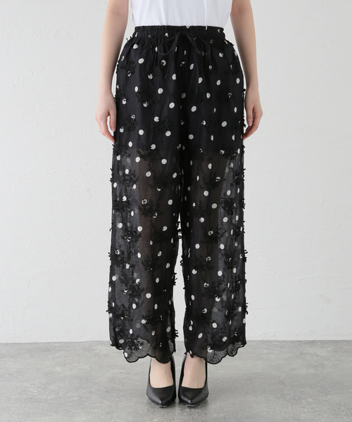 Spick & Span（スピックアンドスパン）の「《追加》crinkle crinkle crinkle 3D embroidery dot pants（その他パンツ・レディース・ブラック・FREE）」の15枚目の写真