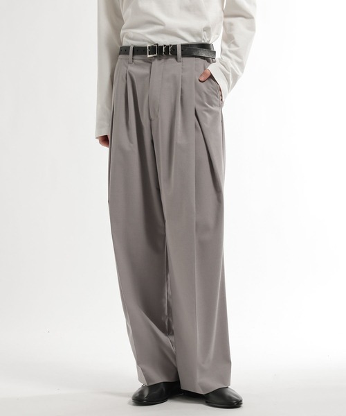 HARE（ハレ）の「CLEAR TEXTUREワイドストレートパンツ(HARE)（スラックス・メンズ・ブラック/グレー系その他/ブラウン・SMALL）」の2枚目の写真