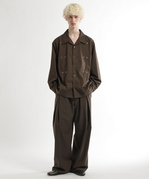 HARE（ハレ）の「CLEAR TEXTUREワイドストレートパンツ(HARE)（スラックス・メンズ・ブラック/グレー系その他/ブラウン・SMALL/MEDIUM）」の17枚目の写真