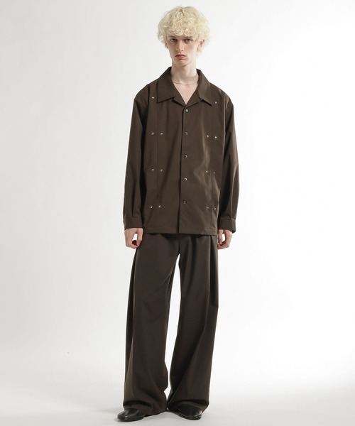 HARE（ハレ）の「CLEAR TEXTUREワイドストレートパンツ(HARE)（スラックス・メンズ・ブラック/グレー系その他/ブラウン・SMALL/MEDIUM）」の18枚目の写真