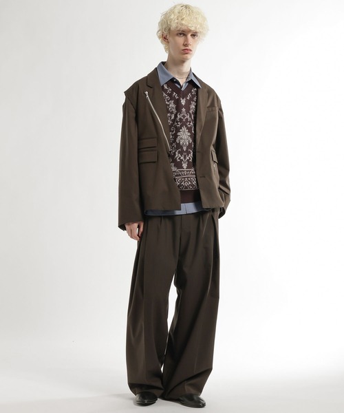 HARE（ハレ）の「CLEAR TEXTUREワイドストレートパンツ(HARE)（スラックス・メンズ・ブラック/グレー系その他/ブラウン・SMALL/MEDIUM）」の15枚目の写真