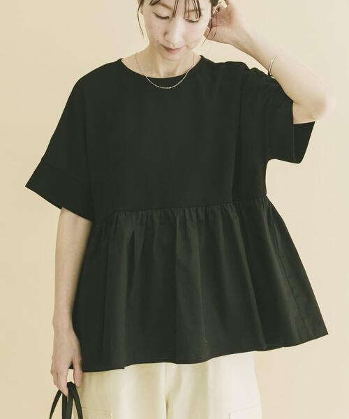 ITEMS URBANRESEARCH（アイテムズ アーバンリサーチ）の「ポンチドッキング半袖トップス（Tシャツ/カットソー・レディース・ライトブルー/チャコールグレー/オフホワイト/ブラック・FREE）」の7枚目の写真