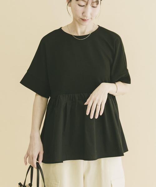 ITEMS URBANRESEARCH（アイテムズ アーバンリサーチ）の「ポンチドッキング半袖トップス（Tシャツ/カットソー・レディース・ライトブルー/チャコールグレー/オフホワイト/ブラック・FREE）」の8枚目の写真