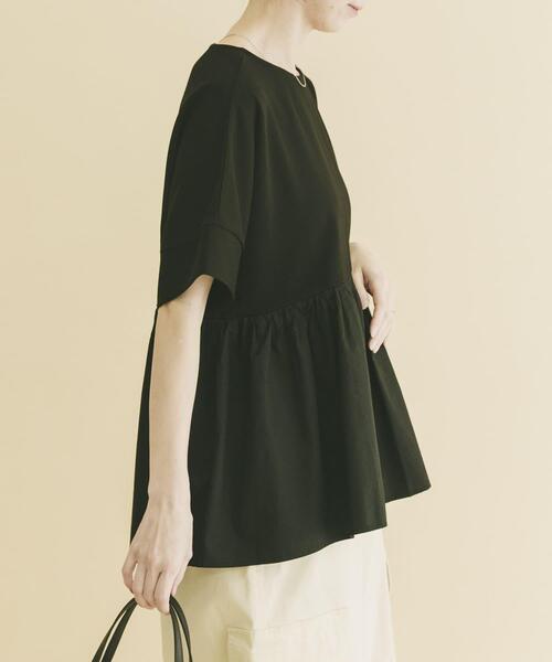 ITEMS URBANRESEARCH（アイテムズ アーバンリサーチ）の「ポンチドッキング半袖トップス（Tシャツ/カットソー・レディース・ライトブルー/チャコールグレー/オフホワイト/ブラック・FREE）」の9枚目の写真