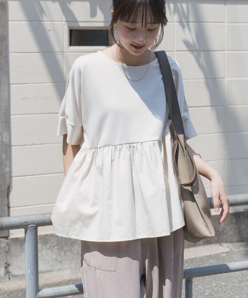 ITEMS URBANRESEARCH（アイテムズ アーバンリサーチ）の「ポンチドッキング半袖トップス（Tシャツ/カットソー・レディース・ライトブルー/チャコールグレー/オフホワイト/ブラック・FREE）」の15枚目の写真