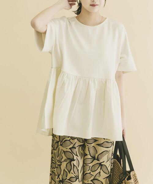 ITEMS URBANRESEARCH（アイテムズ アーバンリサーチ）の「ポンチドッキング半袖トップス（Tシャツ/カットソー・レディース・ライトブルー/チャコールグレー/オフホワイト/ブラック・FREE）」の18枚目の写真