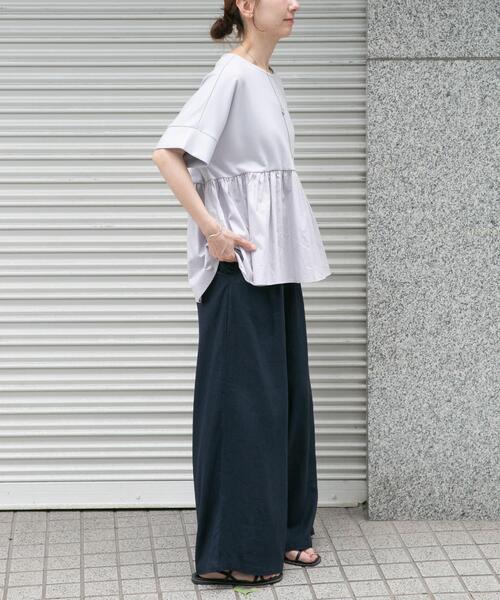 ITEMS URBANRESEARCH（アイテムズ アーバンリサーチ）の「ポンチドッキング半袖トップス（Tシャツ/カットソー・レディース・ライトブルー/チャコールグレー/オフホワイト/ブラック・FREE）」の14枚目の写真