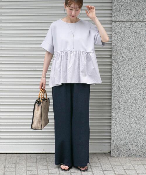 ITEMS URBANRESEARCH（アイテムズ アーバンリサーチ）の「ポンチドッキング半袖トップス（Tシャツ/カットソー・レディース・ライトブルー/チャコールグレー/オフホワイト/ブラック・FREE）」の15枚目の写真
