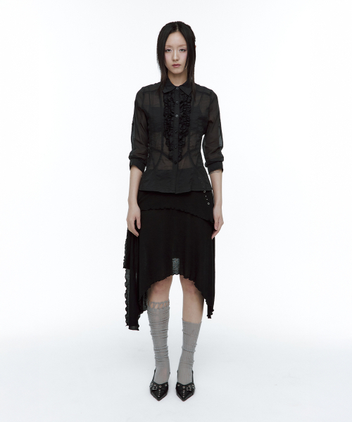 ROUGHNECK(ラフネック)の「フリルシアシャツブラック(シャツ/ブラウス・レディース・その他・SMALL/MEDIUM)」の2枚目の写真