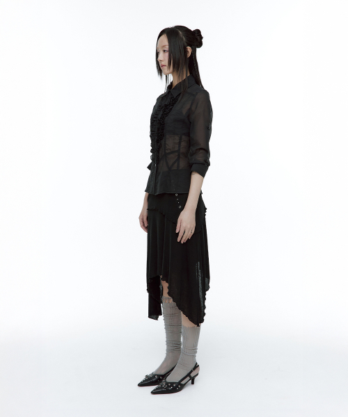 ROUGHNECK(ラフネック)の「フリルシアシャツブラック(シャツ/ブラウス・レディース・その他・SMALL/MEDIUM)」の3枚目の写真