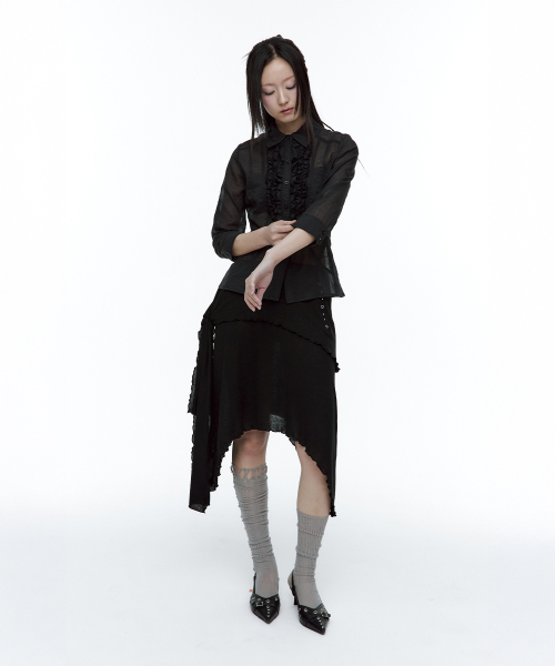 ROUGHNECK(ラフネック)の「フリルシアシャツブラック(シャツ/ブラウス・レディース・その他・SMALL/MEDIUM)」の6枚目の写真