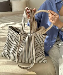パイルストライプトートバッグ