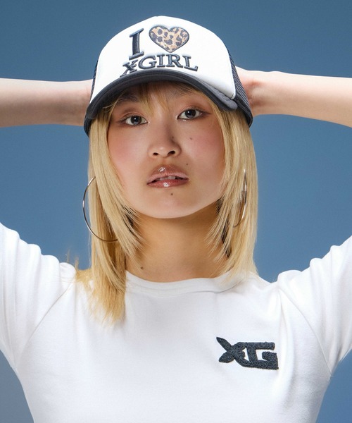 X-girl（エックスガール）の「CHENILLE EMBROIDERED XG LOGO S/S BABY TEE（Tシャツ/カットソー・レディース・ブラック/オリーブ/ホワイト・ONE SIZE）」の5枚目の写真
