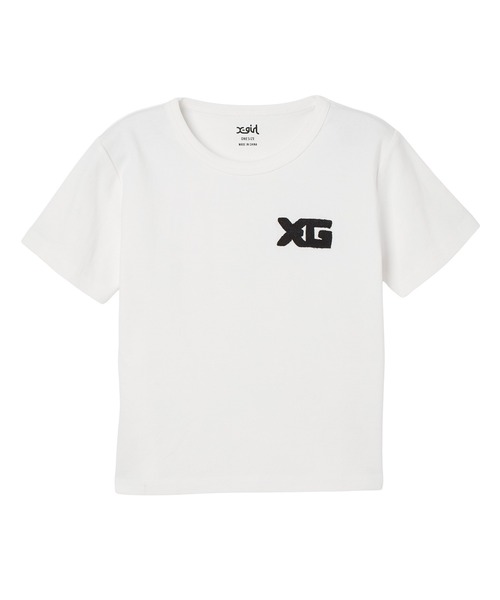 X-girl（エックスガール）の「CHENILLE EMBROIDERED XG LOGO S/S BABY TEE（Tシャツ/カットソー・レディース・ブラック/オリーブ/ホワイト・ONE SIZE）」の7枚目の写真