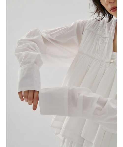 emmi（エミ）の「コットンギャザーブラウス【アンサンブル対応】（シャツ/ブラウス・レディース・ホワイト/ピンク・F）」の9枚目の写真