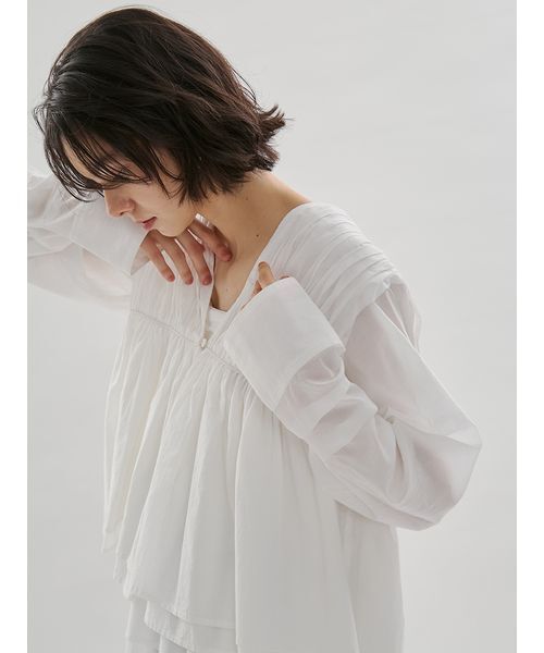 emmi（エミ）の「コットンギャザーブラウス【アンサンブル対応】（シャツ/ブラウス・レディース・ホワイト/ピンク・F）」の10枚目の写真