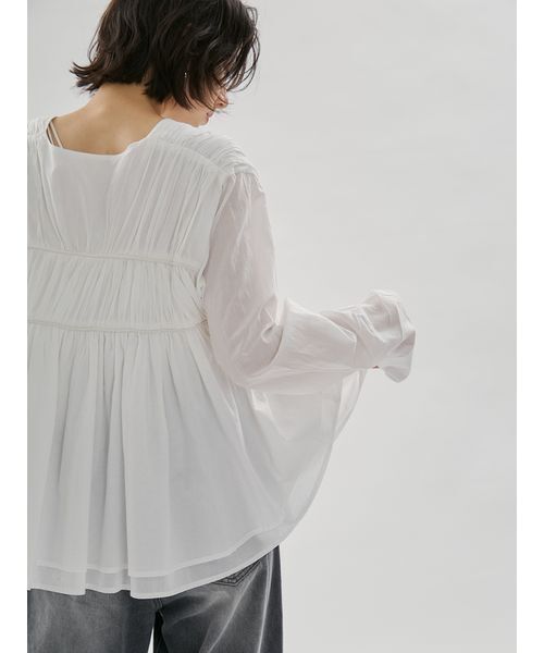 emmi（エミ）の「コットンギャザーブラウス【アンサンブル対応】（シャツ/ブラウス・レディース・ホワイト/ピンク・F）」の13枚目の写真