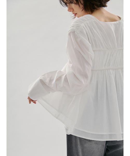 emmi（エミ）の「コットンギャザーブラウス【アンサンブル対応】（シャツ/ブラウス・レディース・ホワイト/ピンク・F）」の14枚目の写真