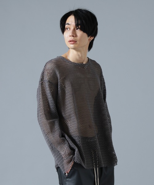 DANKE SCHON(ダンケシェーン)の「DankeSchon/ダンケシェーン/MESH L/S TEE(Tシャツ/カットソー・メンズ・グレー/ホワイト/ブラック・F)」の1枚目の写真