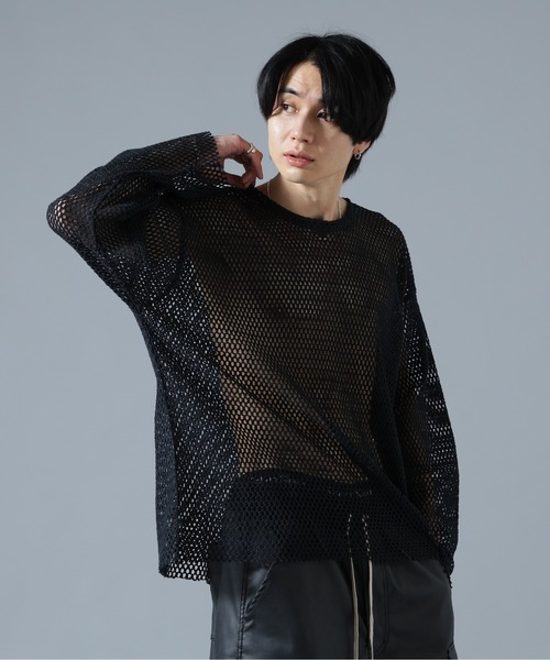 DANKE SCHON(ダンケシェーン)の「DankeSchon/ダンケシェーン/MESH L/S TEE(Tシャツ/カットソー・メンズ・グレー/ホワイト/ブラック・F)」の8枚目の写真