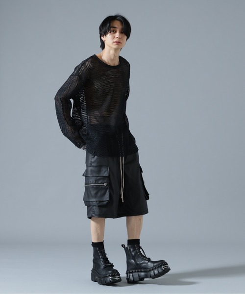 DANKE SCHON(ダンケシェーン)の「DankeSchon/ダンケシェーン/MESH L/S TEE(Tシャツ/カットソー・メンズ・グレー/ホワイト/ブラック・F)」の9枚目の写真