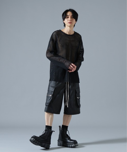 DANKE SCHON(ダンケシェーン)の「DankeSchon/ダンケシェーン/MESH L/S TEE(Tシャツ/カットソー・メンズ・グレー/ホワイト/ブラック・F)」の10枚目の写真