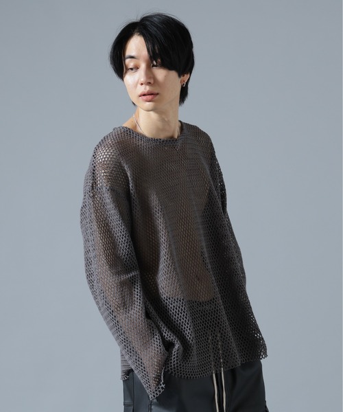 DANKE SCHON(ダンケシェーン)の「DankeSchon/ダンケシェーン/MESH L/S TEE(Tシャツ/カットソー・メンズ・グレー/ホワイト/ブラック・F)」の11枚目の写真