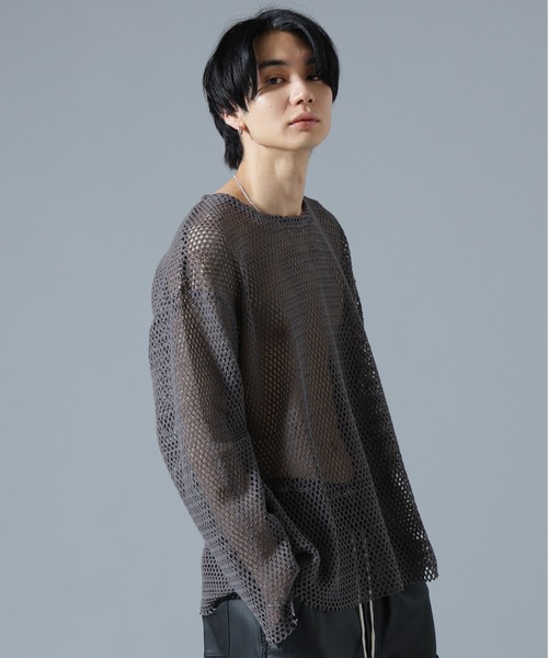 DANKE SCHON(ダンケシェーン)の「DankeSchon/ダンケシェーン/MESH L/S TEE(Tシャツ/カットソー・メンズ・グレー/ホワイト/ブラック・F)」の12枚目の写真