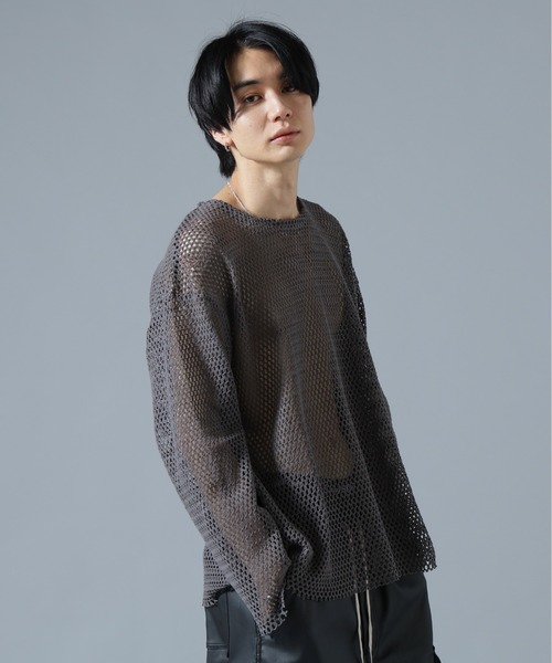 DANKE SCHON(ダンケシェーン)の「DankeSchon/ダンケシェーン/MESH L/S TEE(Tシャツ/カットソー・メンズ・グレー/ホワイト/ブラック・F)」の13枚目の写真