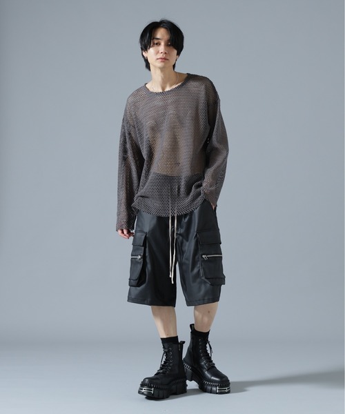 DANKE SCHON(ダンケシェーン)の「DankeSchon/ダンケシェーン/MESH L/S TEE(Tシャツ/カットソー・メンズ・グレー/ホワイト/ブラック・F)」の14枚目の写真