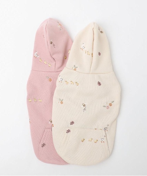 moncheri（モンシェリ）の「花柄ノースリーブパーカー（ペットウェア・レディース・アイボリー/ピンク・XL/L/M/S）」の4枚目の写真