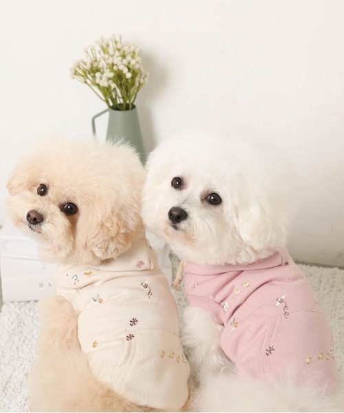 moncheri（モンシェリ）の「花柄ノースリーブパーカー（ペットウェア・レディース・アイボリー/ピンク・XL/L/M/S）」の5枚目の写真