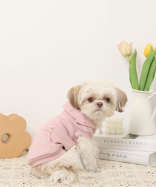 moncheri（モンシェリ）の「花柄ノースリーブパーカー（ペットウェア・レディース・アイボリー/ピンク・XL/L/M/S）」の6枚目の写真