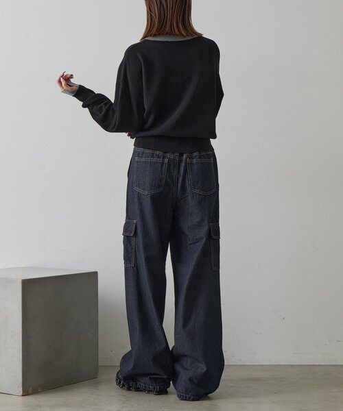 goocy（グーシー）の「レイヤードライクポロプルオーバー（ニット/セーター・レディース・ブラック/チャコールグレー/グレー・FREE）」の11枚目の写真