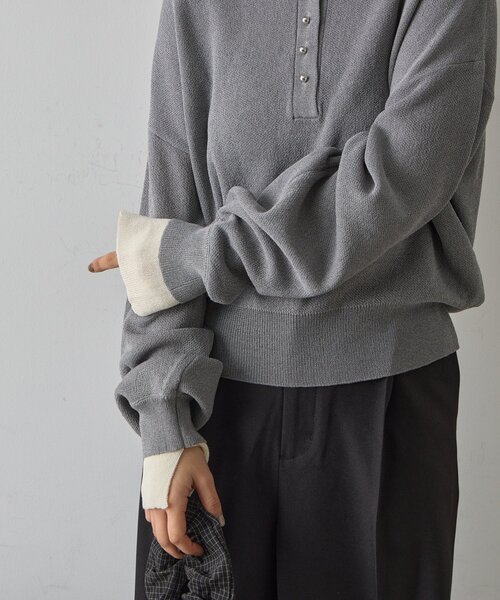 goocy（グーシー）の「レイヤードライクポロプルオーバー（ニット/セーター・レディース・ブラック/チャコールグレー/グレー・FREE）」の13枚目の写真