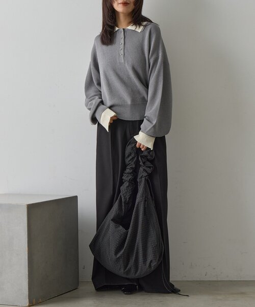 goocy（グーシー）の「レイヤードライクポロプルオーバー（ニット/セーター・レディース・ブラック/チャコールグレー/グレー・FREE）」の14枚目の写真