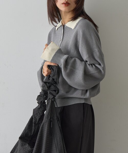 goocy（グーシー）の「レイヤードライクポロプルオーバー（ニット/セーター・レディース・ブラック/チャコールグレー/グレー・FREE）」の17枚目の写真