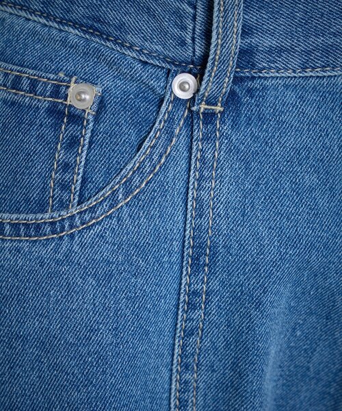 goocy(グーシー)の「【低身長でも着られる】デニム切替えストレートパンツ(デニムパンツ・レディース・ブルー/インディゴブルー・27cm/26cm)」の13枚目の写真