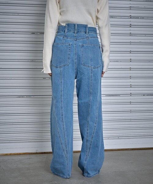 goocy(グーシー)の「【低身長でも着られる】デニム切替えストレートパンツ(デニムパンツ・レディース・ブルー/インディゴブルー・27cm/26cm)」の16枚目の写真